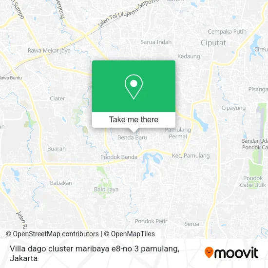 Villa dago cluster maribaya e8-no 3 pamulang map