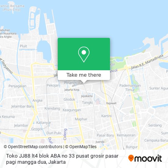 Toko JJ88 lt4 blok ABA no 33 pusat grosir pasar pagi mangga dua map