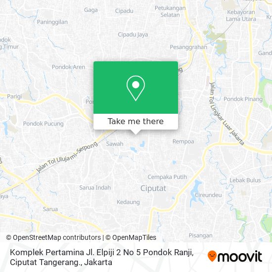 Komplek Pertamina Jl. Elpiji 2 No 5 Pondok Ranji, Ciputat Tangerang. map