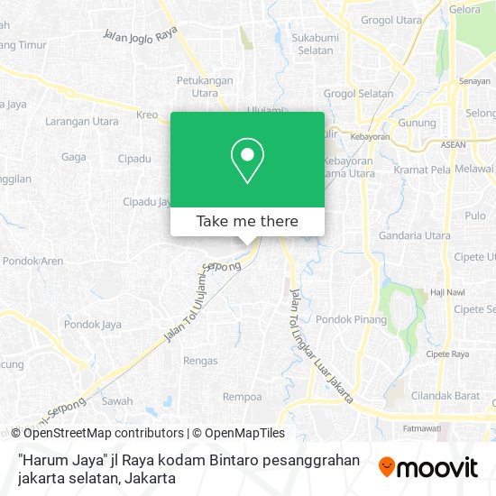 "Harum Jaya" jl Raya kodam Bintaro pesanggrahan jakarta selatan map