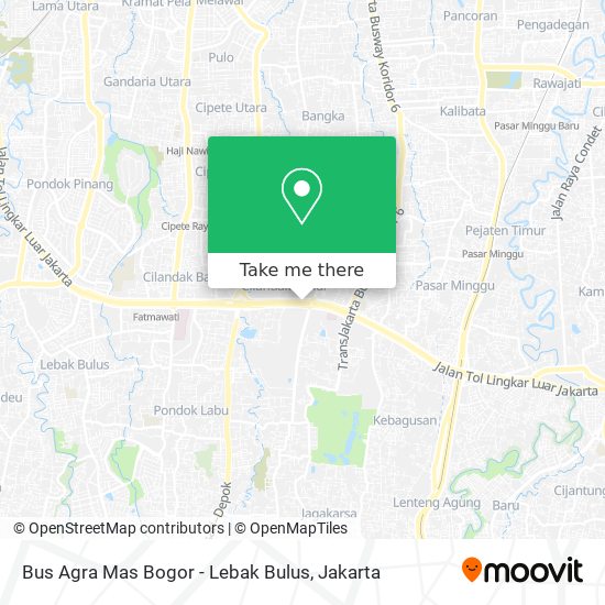 Bus Agra Mas Bogor - Lebak Bulus map