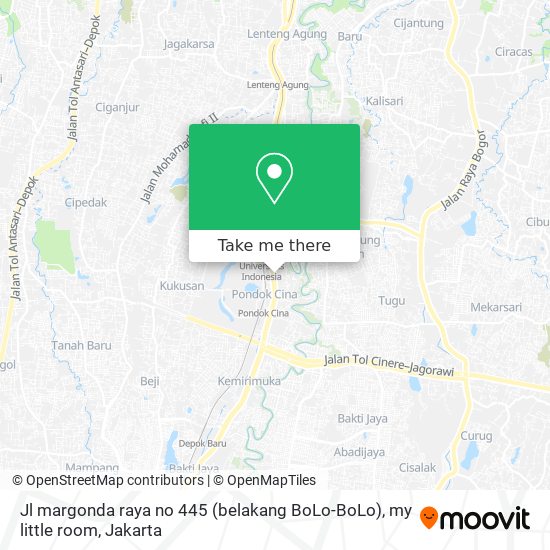 Jl margonda raya no 445 (belakang BoLo-BoLo),  my little room map