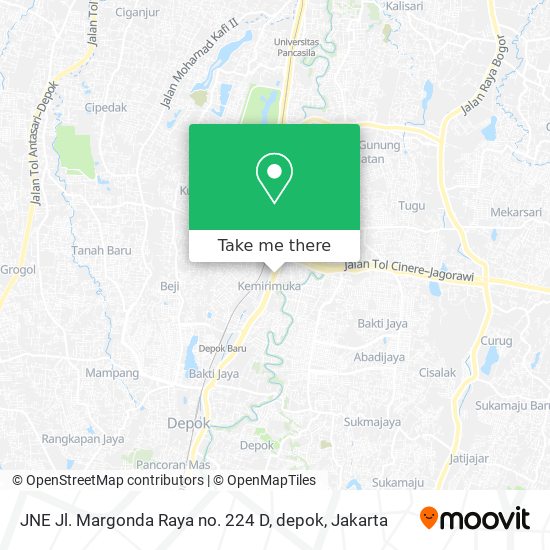 JNE Jl. Margonda Raya no. 224 D, depok map