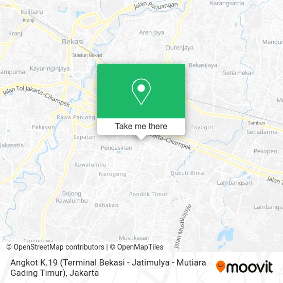 Angkot K.19 (Terminal Bekasi - Jatimulya - Mutiara Gading Timur) map
