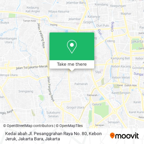 Kedai abah Jl. Pesanggrahan Raya No. 80, Kebon Jeruk, Jakarta Bara map