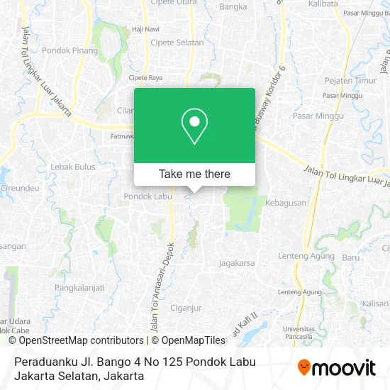 Peraduanku Jl. Bango 4 No 125 Pondok Labu Jakarta Selatan map