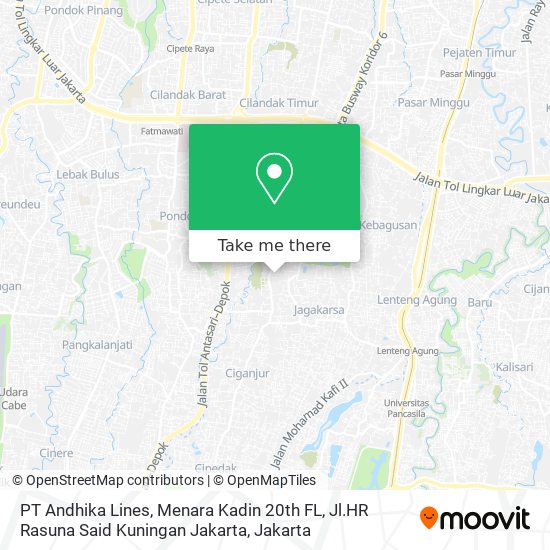 PT Andhika Lines, Menara Kadin 20th FL, Jl.HR Rasuna Said Kuningan Jakarta map