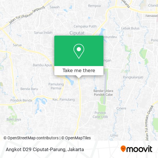 Angkot D29 Ciputat-Parung map