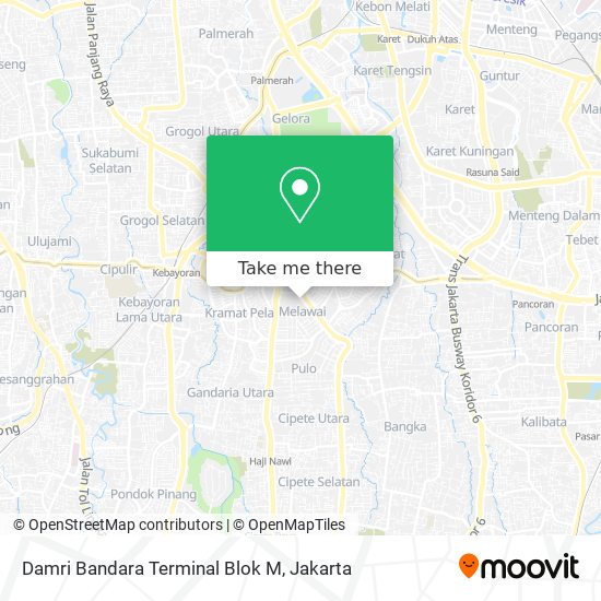 Damri Bandara Terminal Blok M map