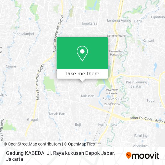 Gedung KABEDA. Jl. Raya kukusan Depok Jabar map