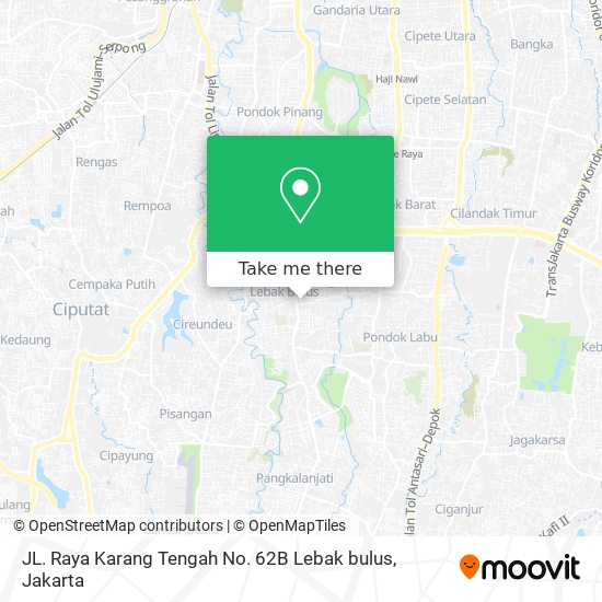 JL. Raya Karang Tengah No. 62B Lebak bulus map