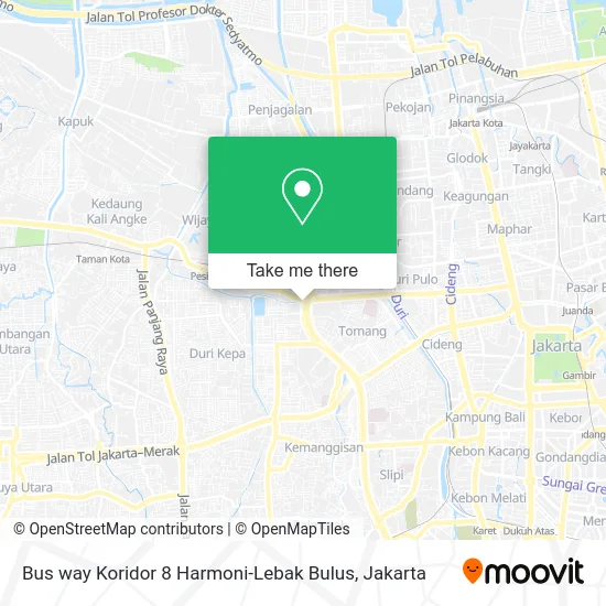 Bus way Koridor 8 Harmoni-Lebak Bulus map