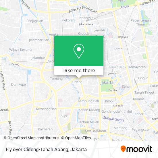 Fly over Cideng-Tanah Abang map