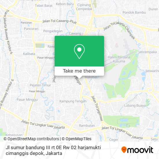 Jl sumur bandung III rt 0E Rw 02 harjamukti cimanggis depok map