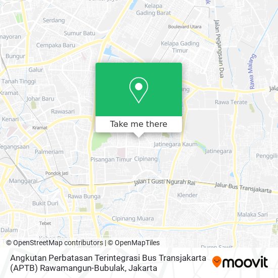 Angkutan Perbatasan Terintegrasi Bus Transjakarta (APTB) Rawamangun-Bubulak map