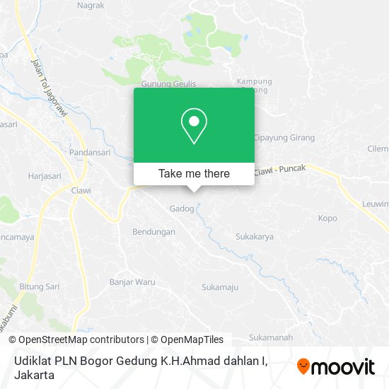 Udiklat PLN  Bogor Gedung K.H.Ahmad dahlan I map