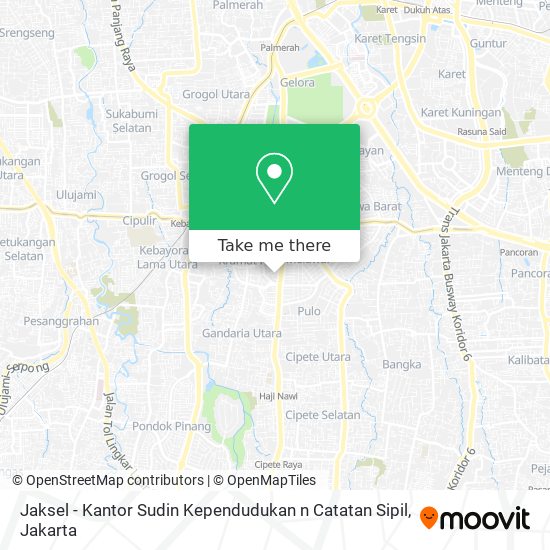 Jaksel - Kantor Sudin Kependudukan n Catatan Sipil map