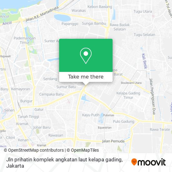 Jln prihatin komplek angkatan laut kelapa gading map
