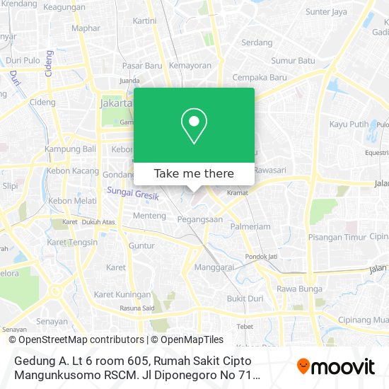 Gedung A. Lt 6 room 605, Rumah Sakit Cipto Mangunkusomo RSCM. Jl Diponegoro No 71 Salemba Jakarta map