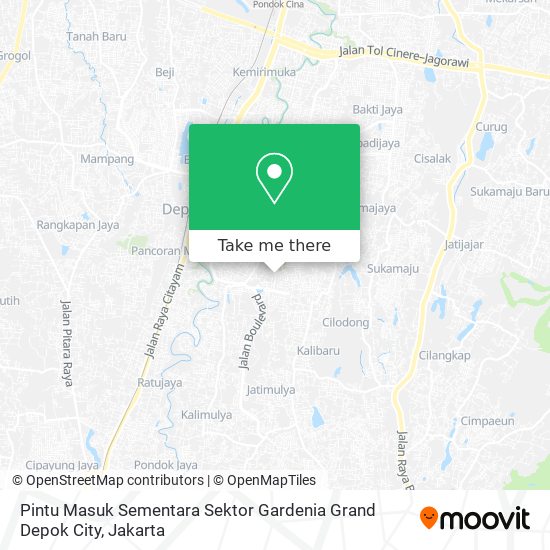 Pintu Masuk Sementara Sektor Gardenia Grand Depok City map