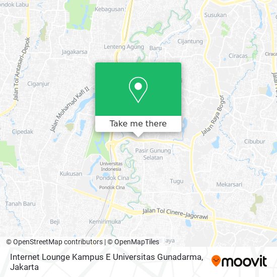 Internet Lounge Kampus E Universitas Gunadarma map