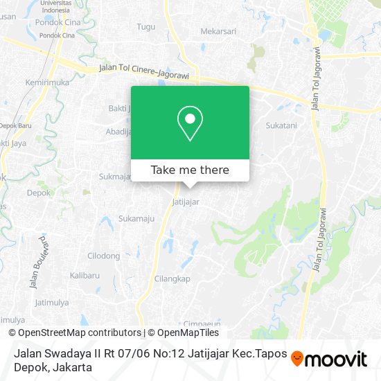 Jalan Swadaya II Rt 07 / 06 No:12 Jatijajar Kec.Tapos Depok map