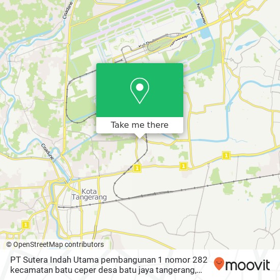 PT Sutera Indah Utama pembangunan 1 nomor 282 kecamatan batu ceper  desa batu jaya tangerang map