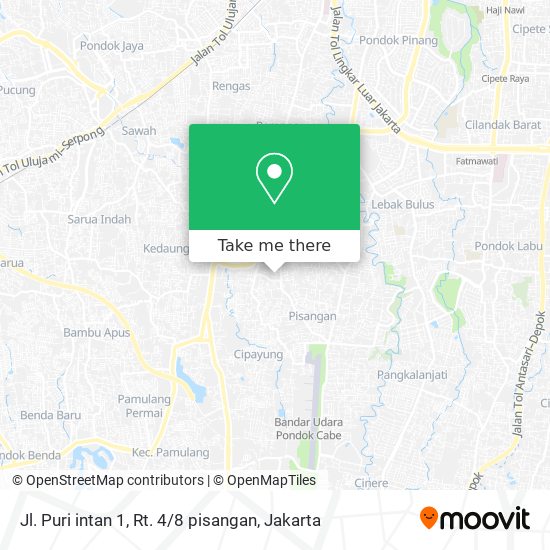 Jl. Puri intan 1, Rt. 4 / 8 pisangan map