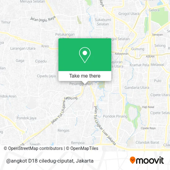 @angkot D18 ciledug-ciputat map