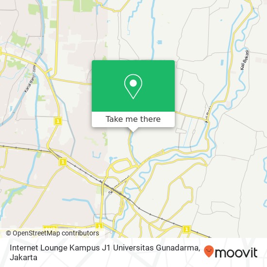 Internet Lounge Kampus J1 Universitas Gunadarma map