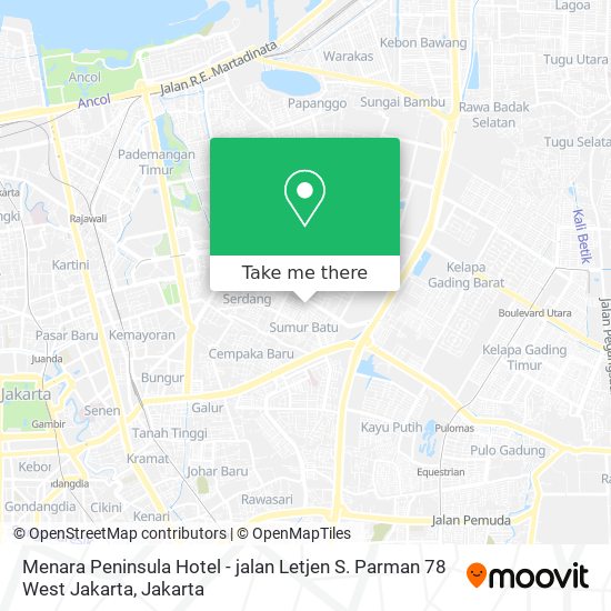 Menara Peninsula Hotel - jalan Letjen S. Parman 78 West Jakarta map