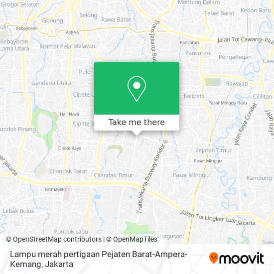 Lampu merah pertigaan Pejaten Barat-Ampera-Kemang map