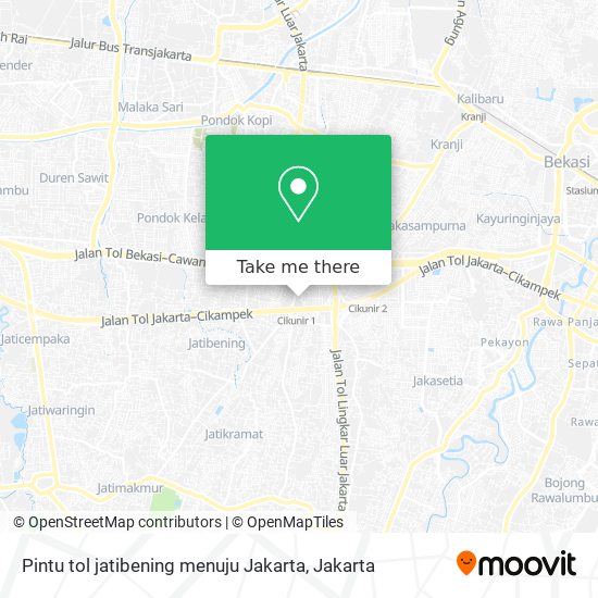 Pintu tol jatibening menuju Jakarta map