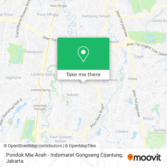 Pondok Mie Aceh - Indomaret Gongseng Cijantung map
