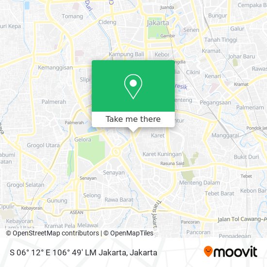 S 06° 12° E 106° 49' LM Jakarta map