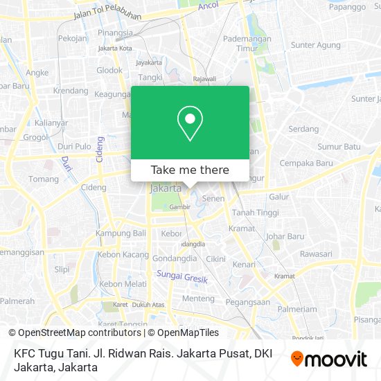 KFC Tugu Tani. Jl. Ridwan Rais. Jakarta Pusat, DKI Jakarta map