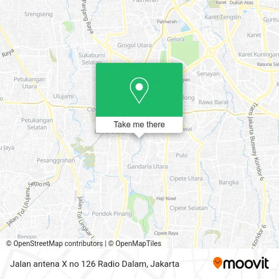 Jalan antena X no 126 Radio Dalam map
