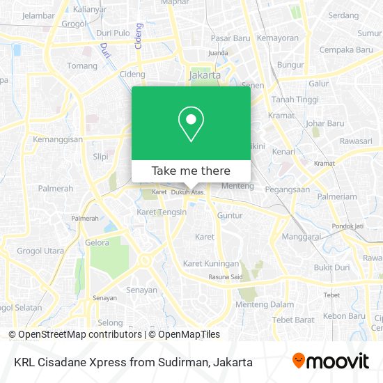 KRL Cisadane Xpress from Sudirman map