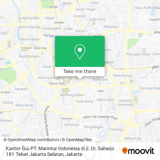 Kantor Ğώ PT. Marintur Indonesia di jl. Dr. Saharjo 181 Tebet Jakarta Selatan map