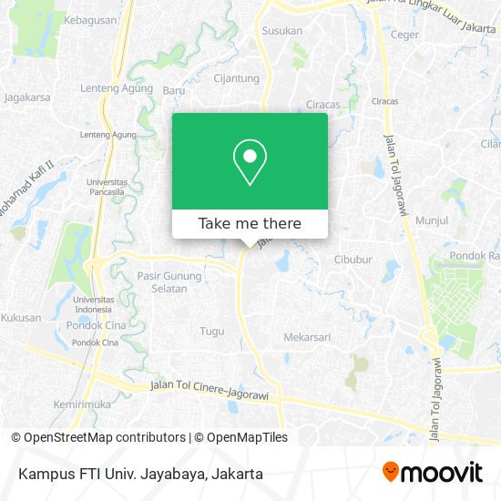 Kampus FTI Univ. Jayabaya map