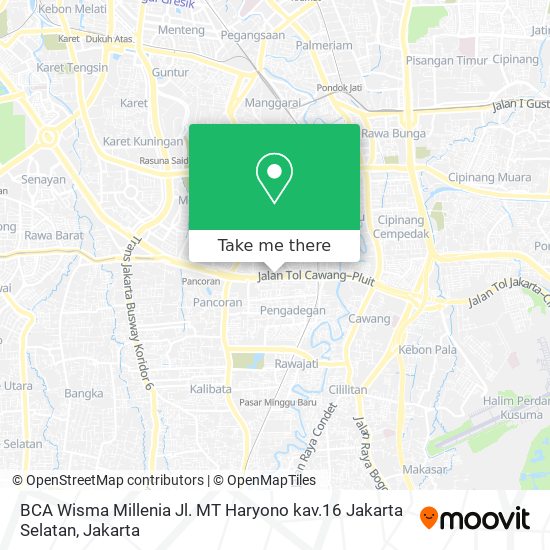 BCA Wisma Millenia Jl. MT Haryono kav.16 Jakarta Selatan map