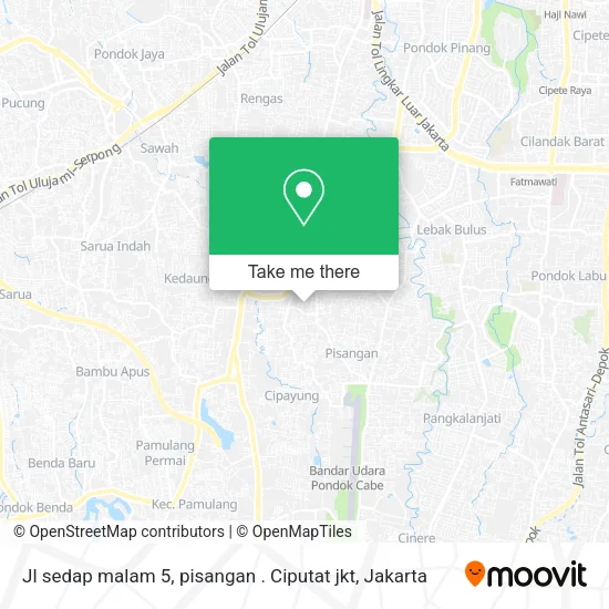 Jl sedap malam 5, pisangan . Ciputat jkt map
