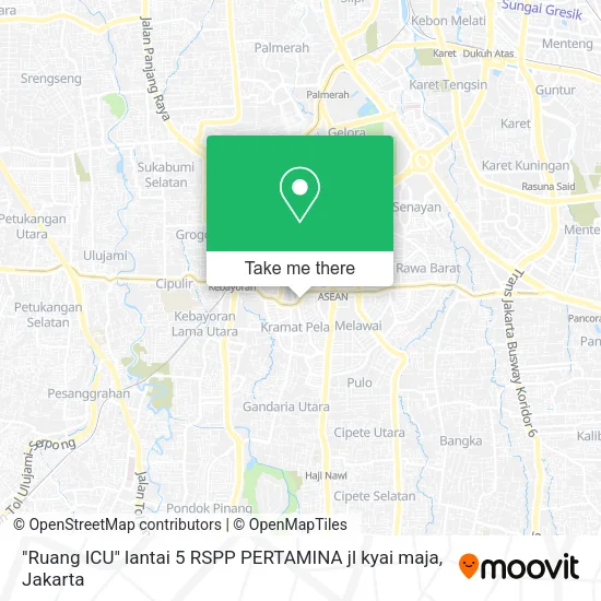 "Ruang ICU" lantai 5 RSPP PERTAMINA jl kyai maja map