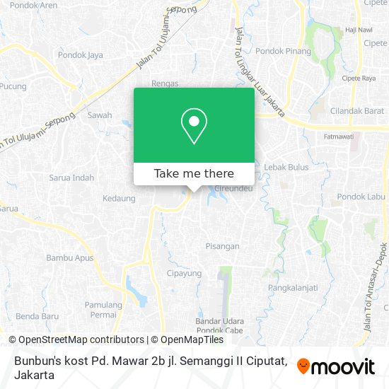 Bunbun's kost Pd. Mawar 2b jl. Semanggi II Ciputat map