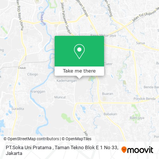 PT.Soka Uni Pratama , Taman Tekno Blok E 1 No 33 map