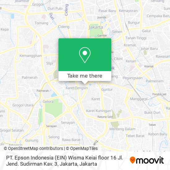 PT. Epson Indonesia (EIN) Wisma Keiai floor 16 Jl. Jend. Sudirman Kav. 3, Jakarta map