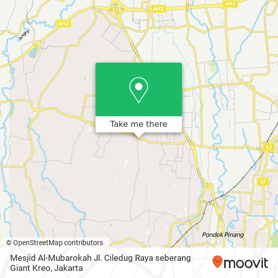 Mesjid Al-Mubarokah Jl. Ciledug Raya seberang  Giant Kreo map