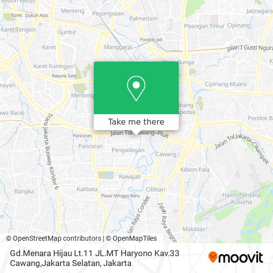 Gd.Menara Hijau Lt.11 JL.MT Haryono Kav.33 Cawang,Jakarta Selatan map