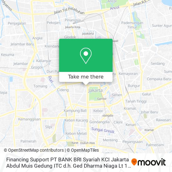 Financing Support PT BANK BRI Syariah KCI Jakarta Abdul Muis Gedung ITC d.h. Ged Dharma Niaga Lt 1 map