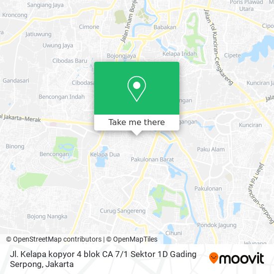 Jl. Kelapa kopyor 4 blok CA 7 / 1 Sektor 1D Gading Serpong map